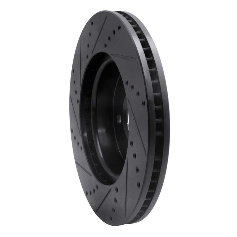 Land Rover LR3 Brake Rotor (1) - Front Right - R1 Concepts - Drilled & Slotted - Black - `05-`07